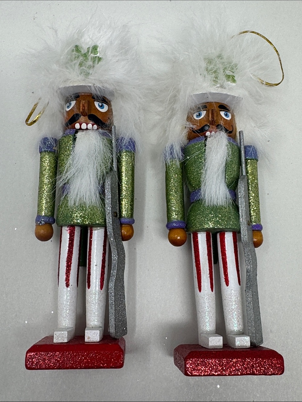 KURT ADLER WOODEN NUTCRACKER CHRISTMAS ORNAMENTS LOT OF 2